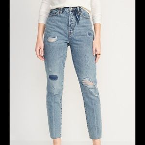 Higher High-Waisted Button-Fly O.G. Straight Ripped Non-Stretch Jeans